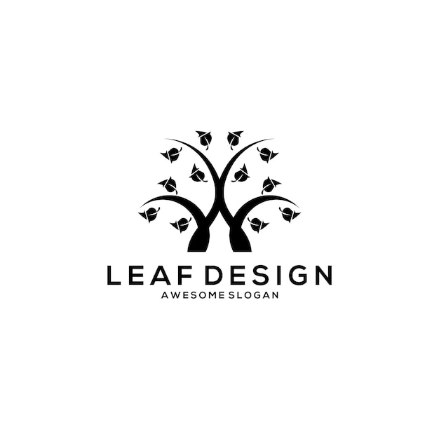 Leaf logo minimalist gradient style design