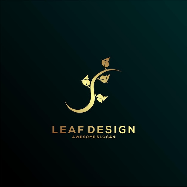 Leaf logo minimalist gradient style design