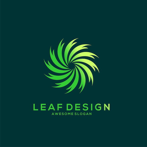 Vettore gratuito design minimalista in stile sfumato con logo foglia