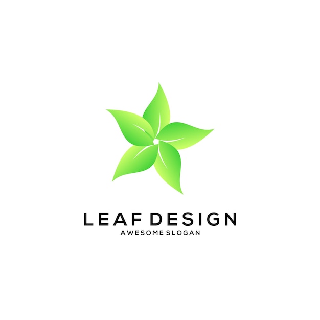 Free vector leaf logo minimalist gradient style design