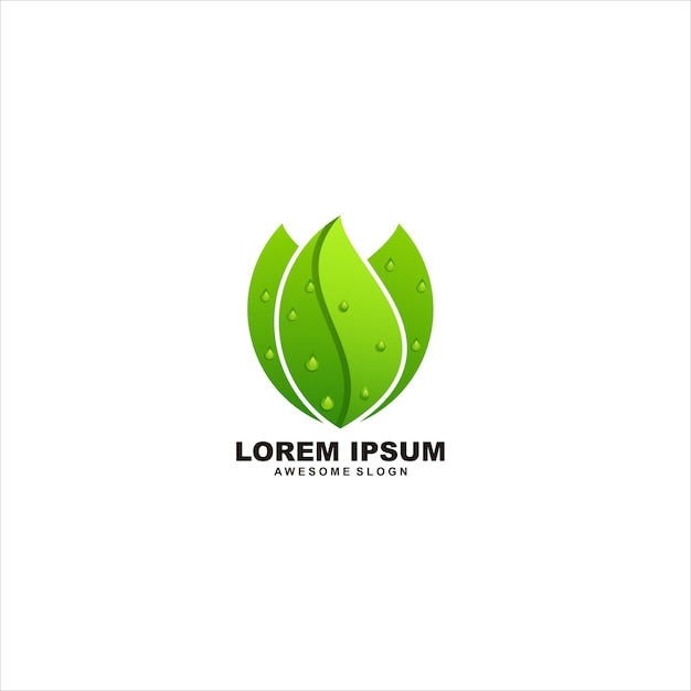Бесплатное векторное изображение Лист логотип природа градиент