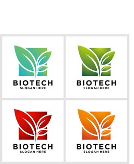 Leaf nature technology logo design template