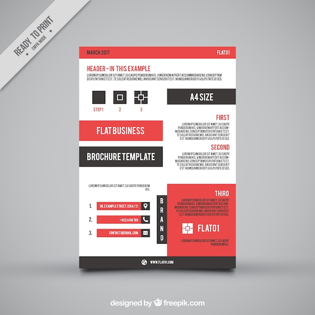 Free vector leaflet template with red and black shapes