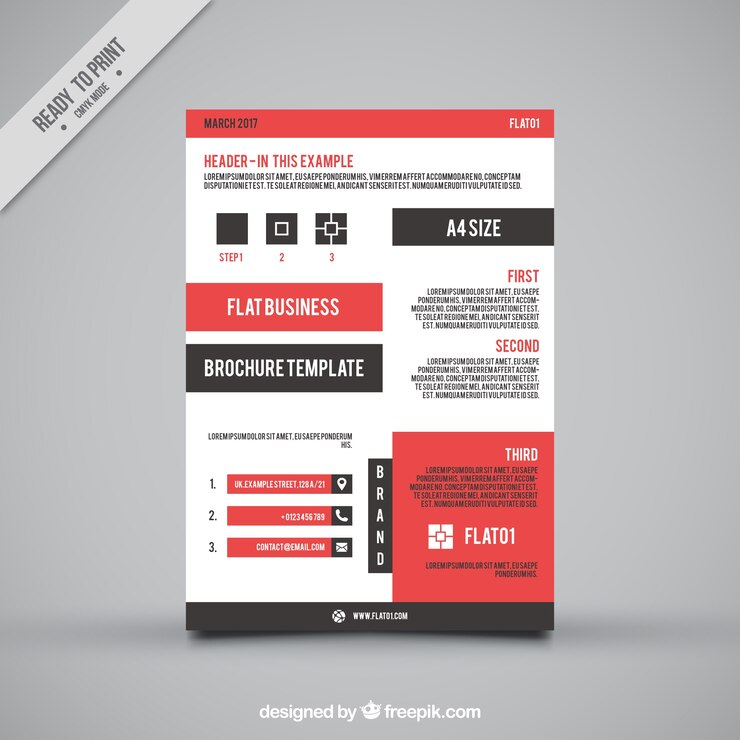 Free Vector leaflet template with red and black shapes