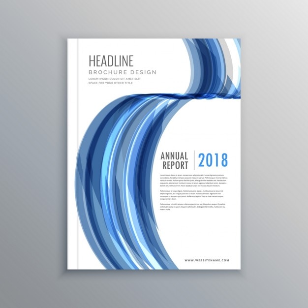 Free vector leaflet with blue wavy shapes