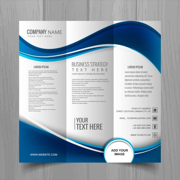 Free vector leaflet with blue wavy shapes