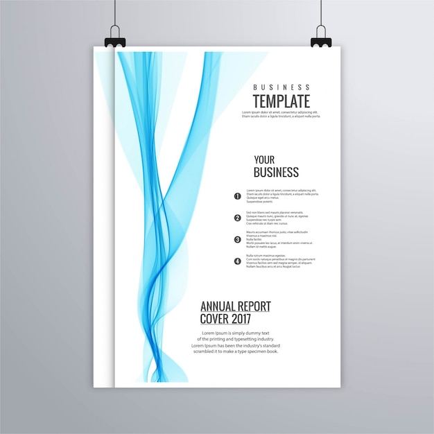 Free vector leaflet with floating blue shapes