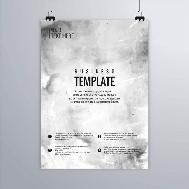 Free vector leaflet with gray watercolor