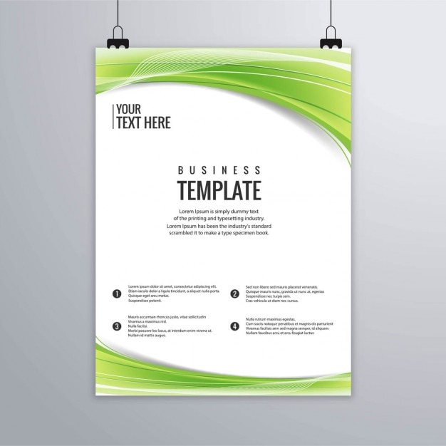 Leaflet with green wavy shapes