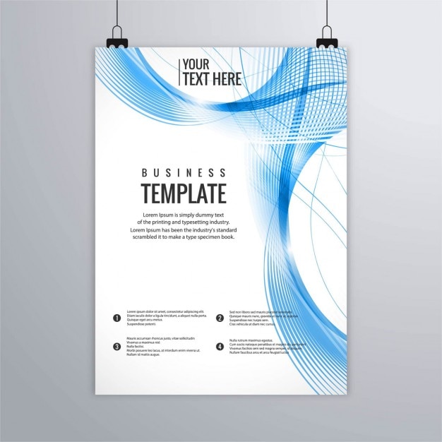 Free vector leaflet with wavy lines, blue tones