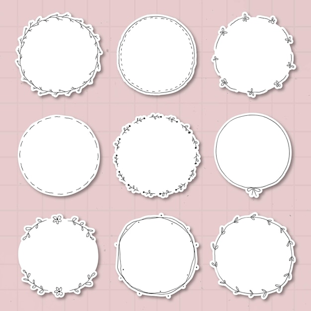 무료 벡터 잎이 많은 낙서 저널 스티커 디자인 요소 세트