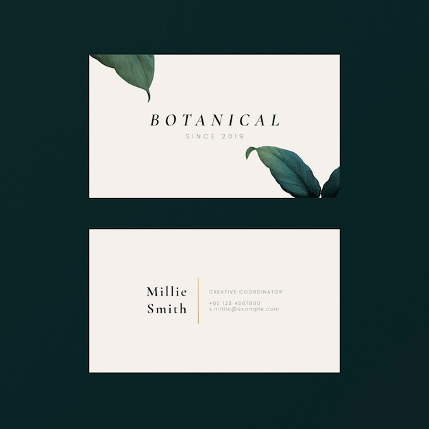 Free vector leafy name card design template vector