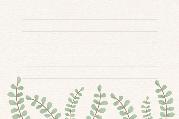 Leafy patterned note background vector