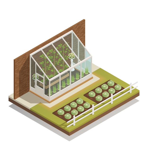 Lean-To Greenhouse Isometric Composition