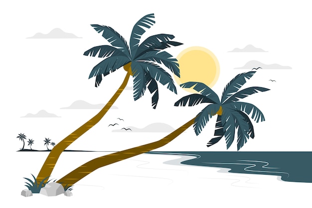 Leaning palm tree concept illustration