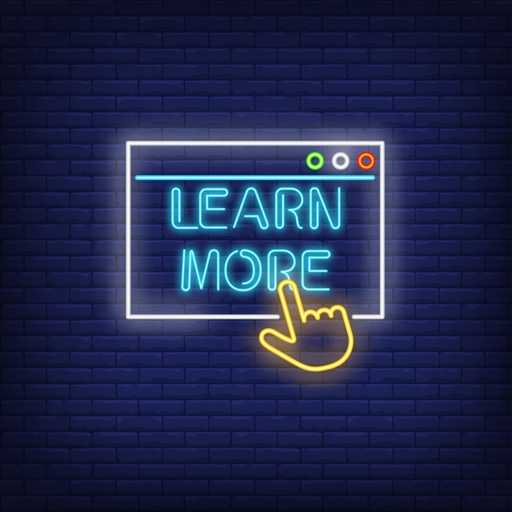 Free Vector learn more neon sign