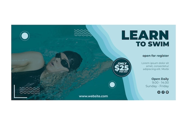 Free vector learn to swim banner design