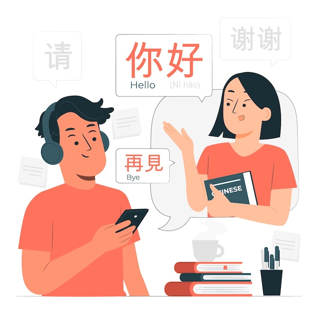 Free vector learning chinese concept illustration