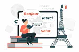 Free vector learning french concept illustration