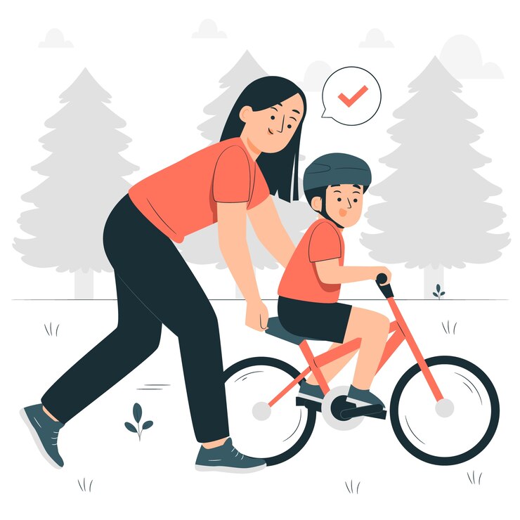 Free Vector learning to ride a bike concept illustration