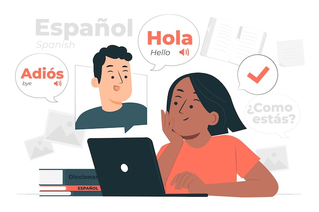 Free vector learning spanish concept illustration