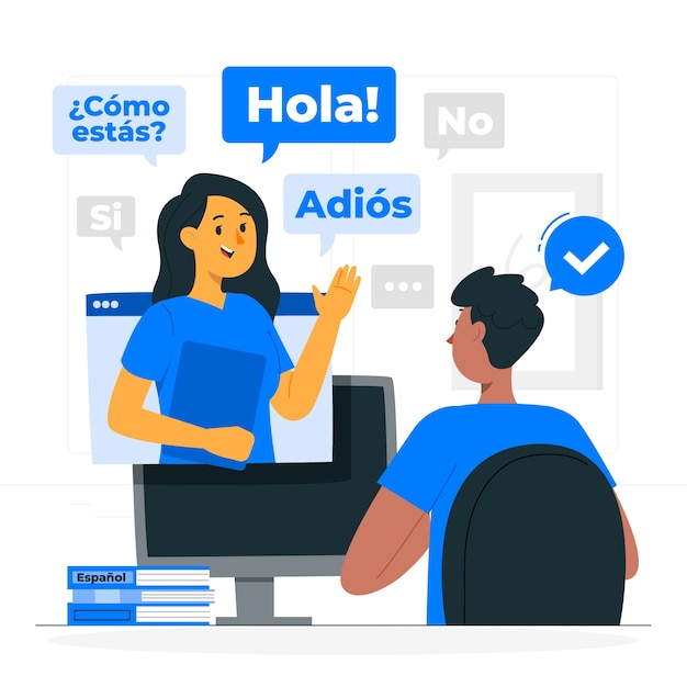 Learning spanish concept illustration