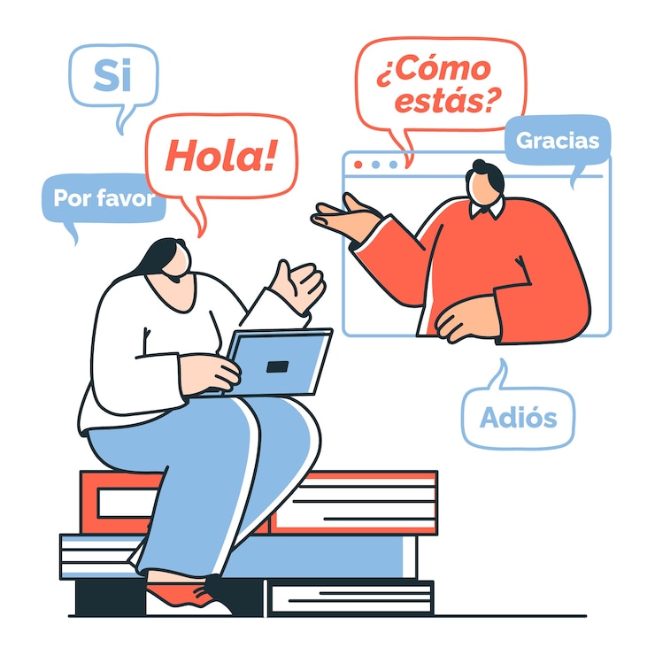 Free Vector learning spanish concept illustration