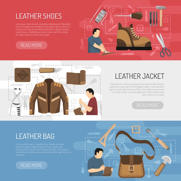 Free vector leather goods horizontal banners