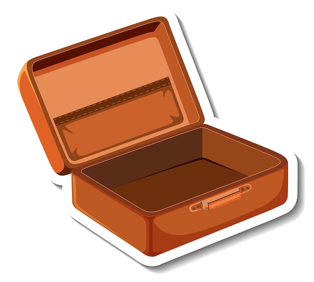無料ベクター 革のスーツケースは漫画のステッカーを開きました