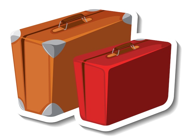 Free Vector  Leather suitcases cartoon sticker