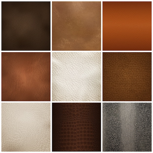 Leather texture samples realistic set