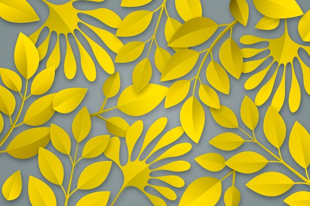 Leaves background in paper style color of the year 2021