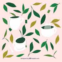 Free vector leaves background to prepare tea