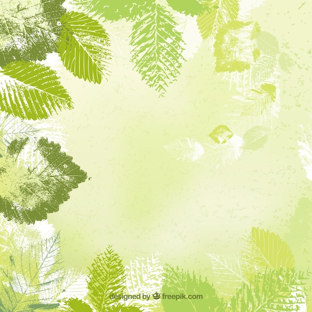 Free vector leaves background in stamped style