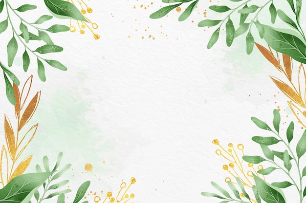 Leaves background with metallic foil theme