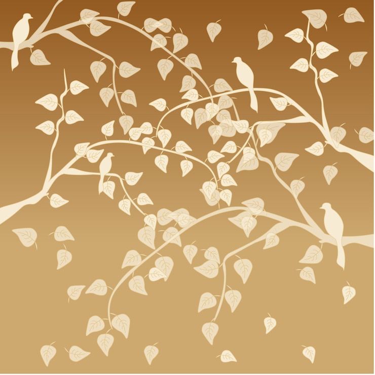 Free Vector leaves and birds background