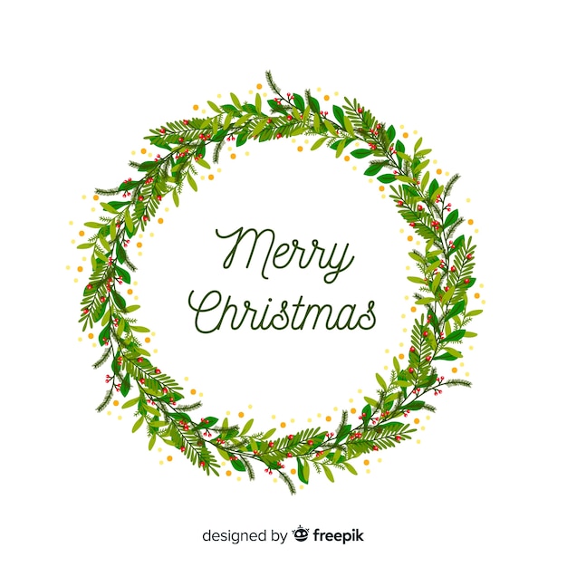 Free vector leaves christmas wreath background