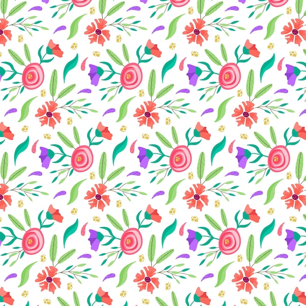 Leaves and exotic flowers pattern