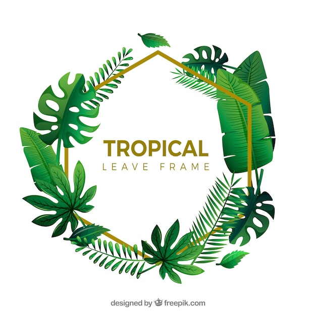 Free vector leaves frame with tropical plants