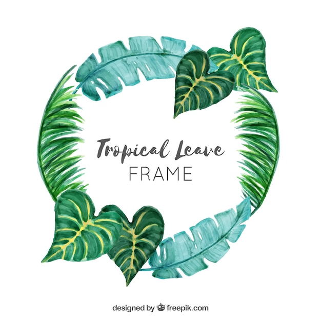 Free vector leaves frame with tropical plants