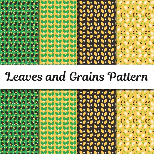 Free vector leaves and grains patterns collection