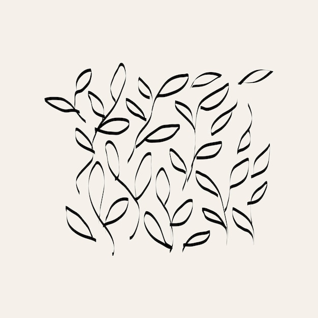 Leaves ink doodle element, simple hand drawn vector illustration