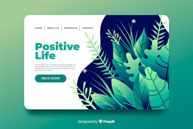 Leaves landing page template flat design