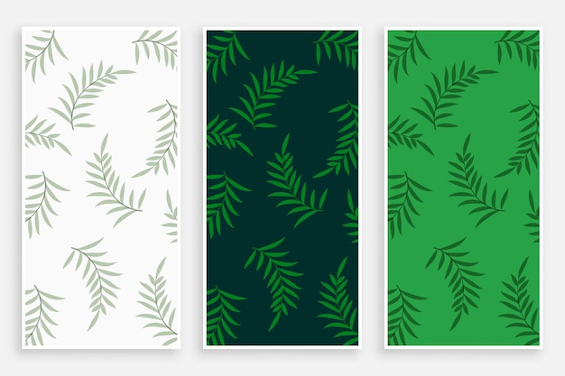 Leaves pattern vertical banners set