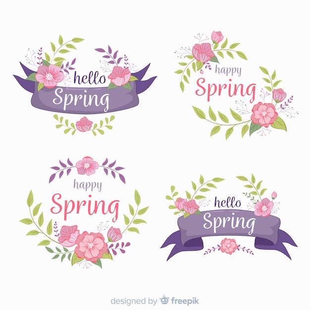 Free vector leaves spring wreaths collection