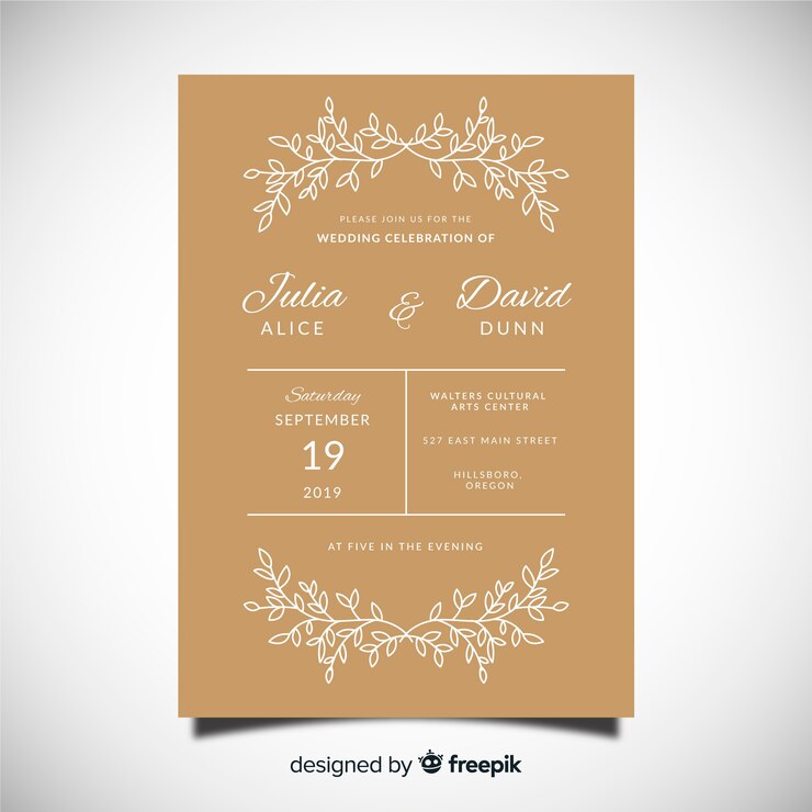 Free Vector | Leaves wedding invitation template