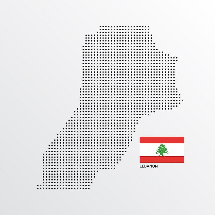 Free Vector lebanon map design with flag and light background vector 