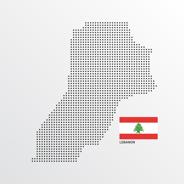 フラグと明るい背景ベクトルとレバノンの地図デザイン
