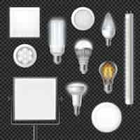 Free vector led lamps realistic transparent set