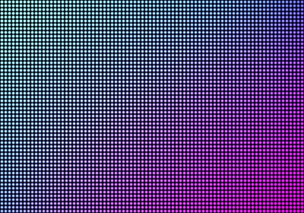 LED video wall screen texture background, blue and purple color light diode dot grid tv panel, lcd display with pixels pattern, television digital monitor, Realistic 3d vector illustration